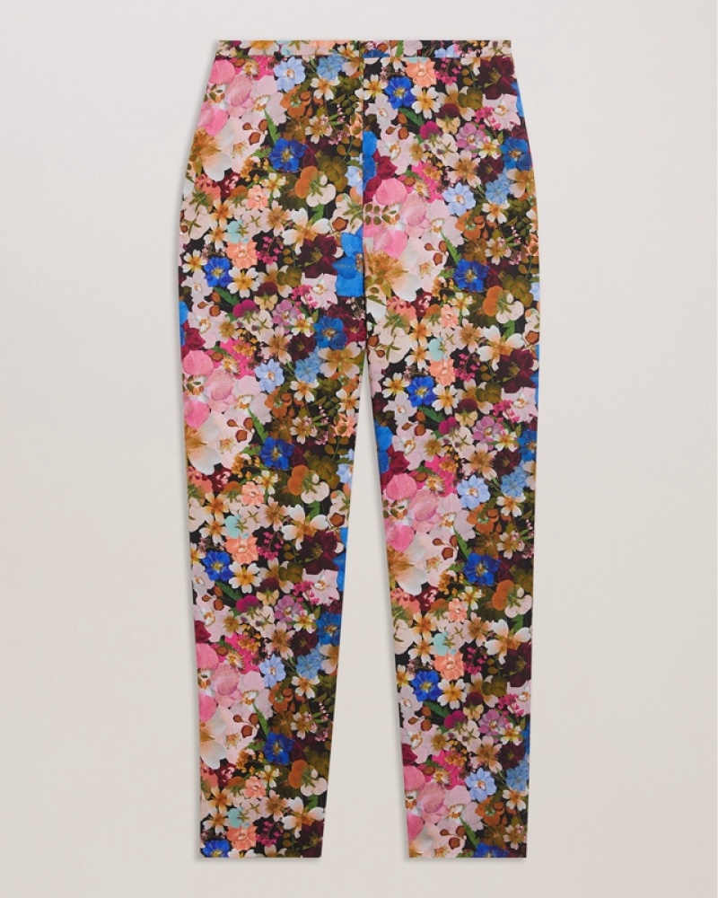 Ted Baker Madonid Printed Slim Leg Women's Pants Black | 516720-DJI