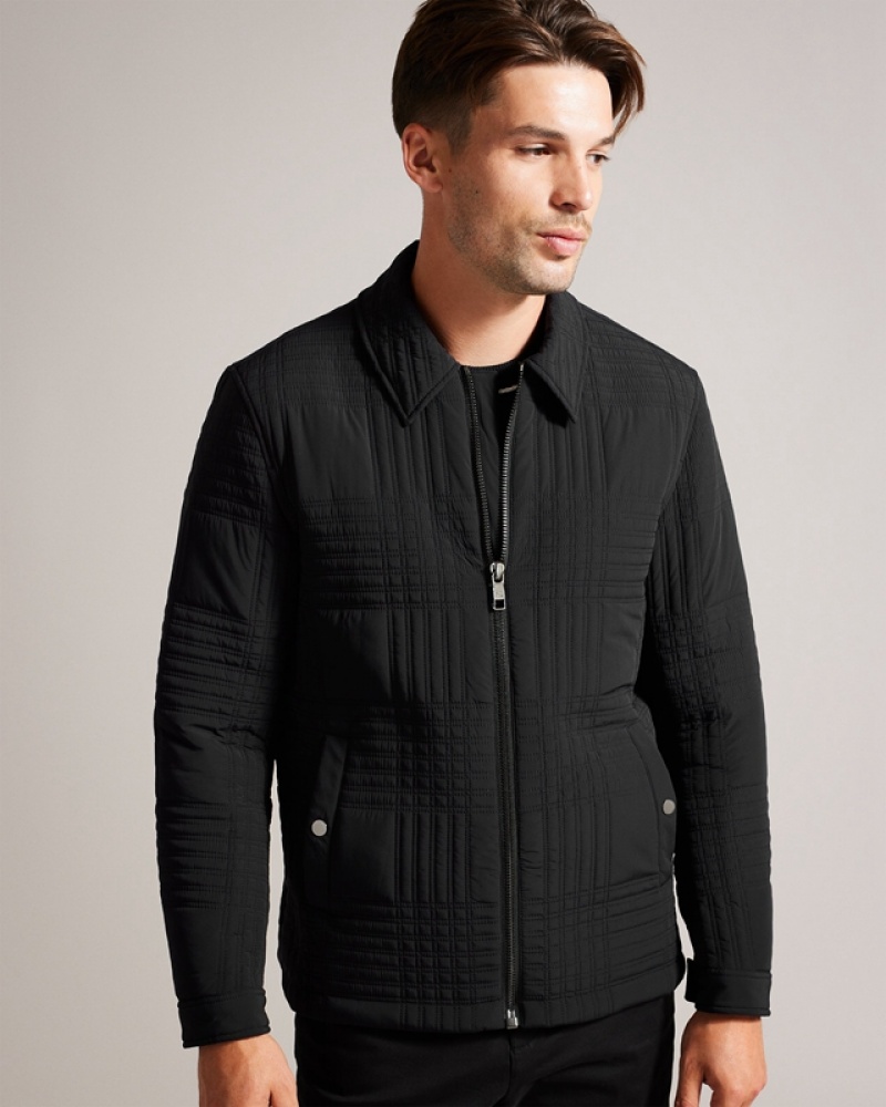 Ted Baker Manburn Quilted Harrington with Collar Men's Jackets Black | 549831-XVS