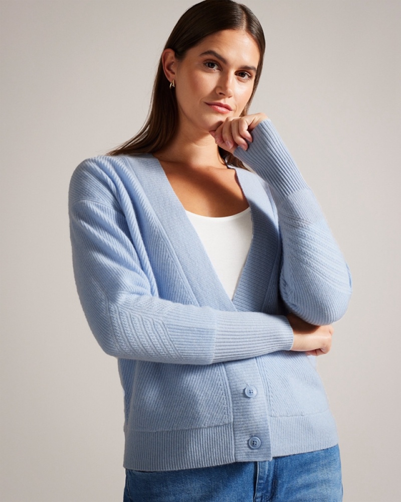 Ted Baker Marilo Easy Fit Knitted Women\'s Cardigan Blue | 512480-IJN