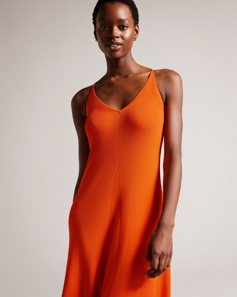 Ted Baker Marrlyy Rib Knit Maxi Women's Dress Orange | 504798-OYE