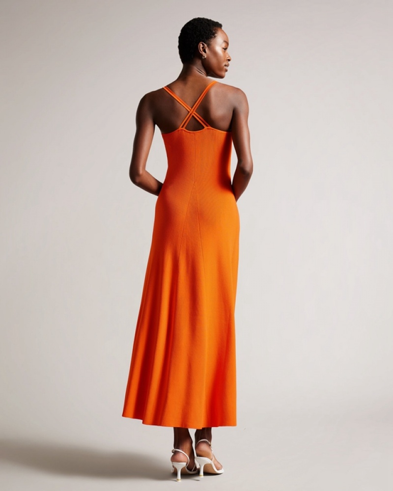 Ted Baker Marrlyy Rib Knit Maxi Women's Dress Orange | 504798-OYE