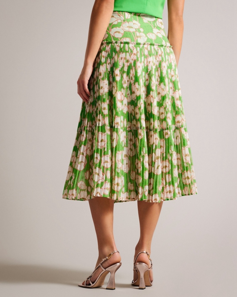 Ted Baker Maryin Printed Pleated Women's Skirts Green | 719056-JLE