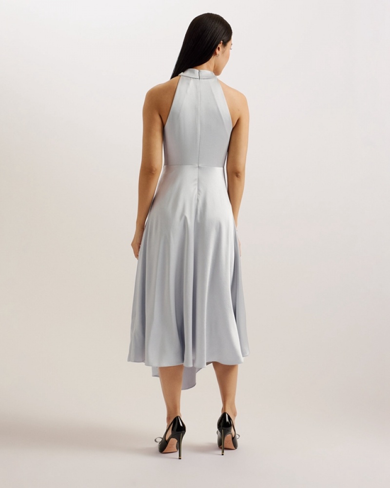 Ted Baker Masae Twist Neck Midi Women's Dress Grey | 049186-RTQ