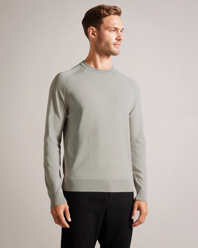 Ted Baker Maywo LS Saddle Shoulder Crew Neck Men\'s Sweatshirts Grey | 294163-NUG