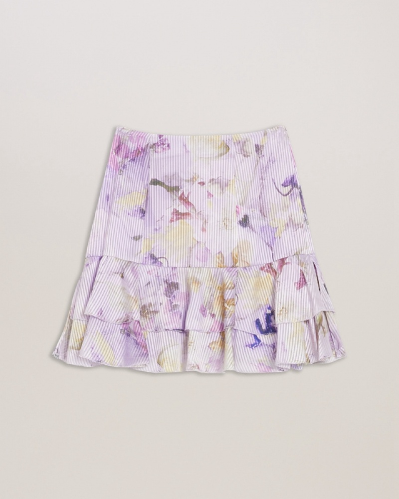 Ted Baker Miage Tiered Mini With Slits Women's Skirts Purple | 587490-BHZ