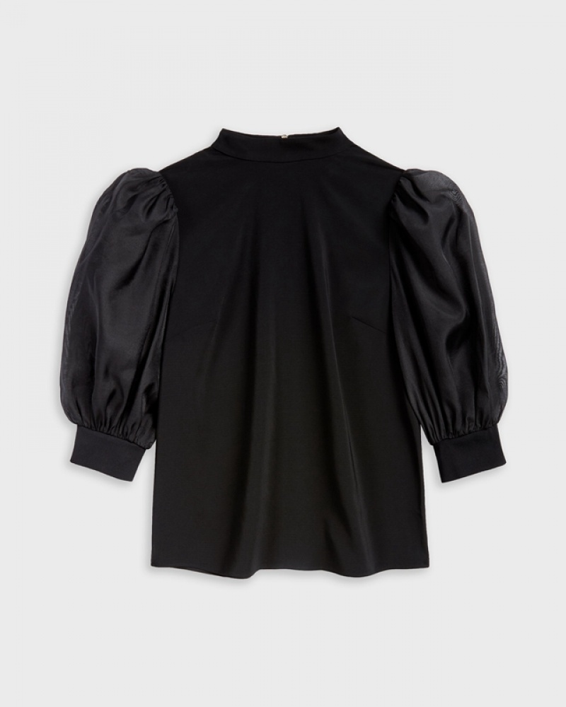 Ted Baker Micaeli Organza Volume Sleeve Women's Tops Black | 140529-DYA