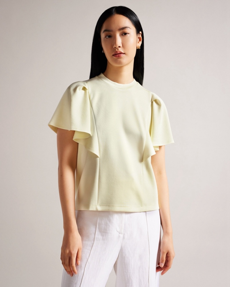 Ted Baker Nikilaa Boxy with Angel Sleeves Women's T Shirts Yellow | 127046-CJH