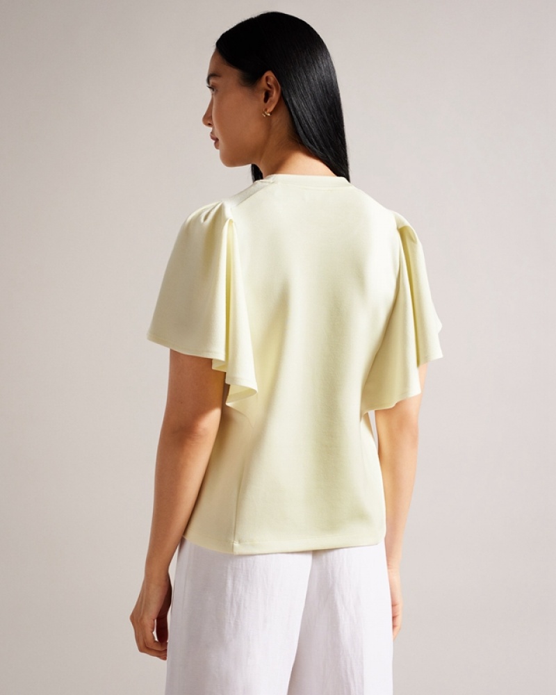 Ted Baker Nikilaa Boxy with Angel Sleeves Women's T Shirts Yellow | 127046-CJH