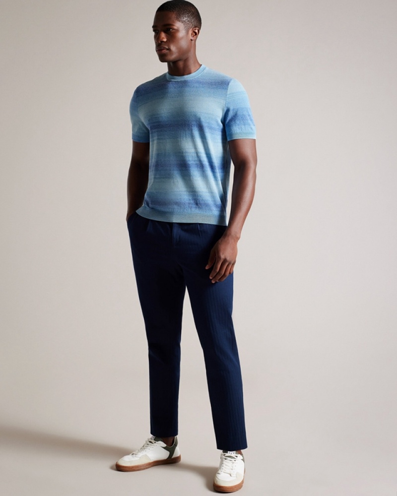 Ted Baker Notte SS Ombre Knitted Men's T Shirts Blue | 419765-ROV