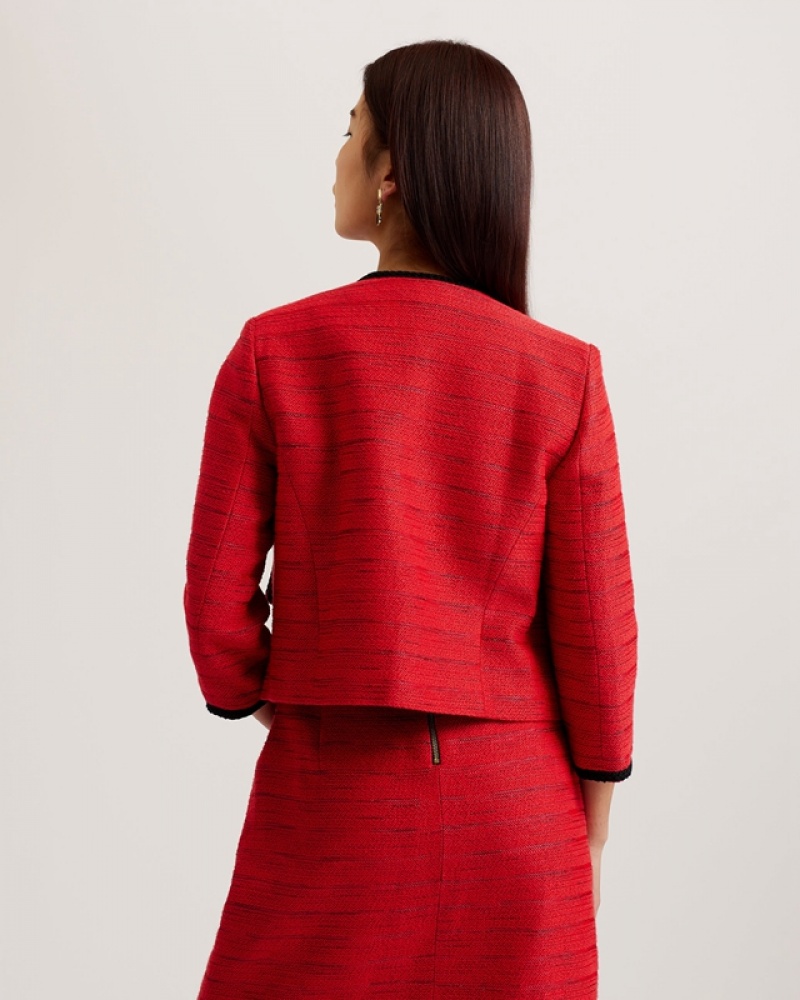 Ted Baker Olivan Open Front Boucle Women's Jackets Red | 083429-KMZ