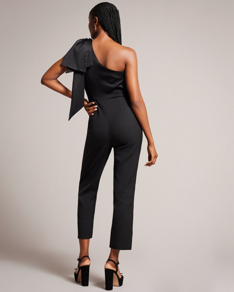 Ted Baker Orliie One Shoulder with Giant Bow Detail Women's Jumpsuit Black | 936475-WRT