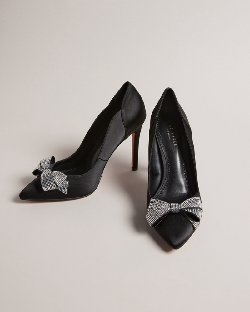 Ted Baker Orlilas Satin Crystal Bow Women's Heels Black | 241085-FWO