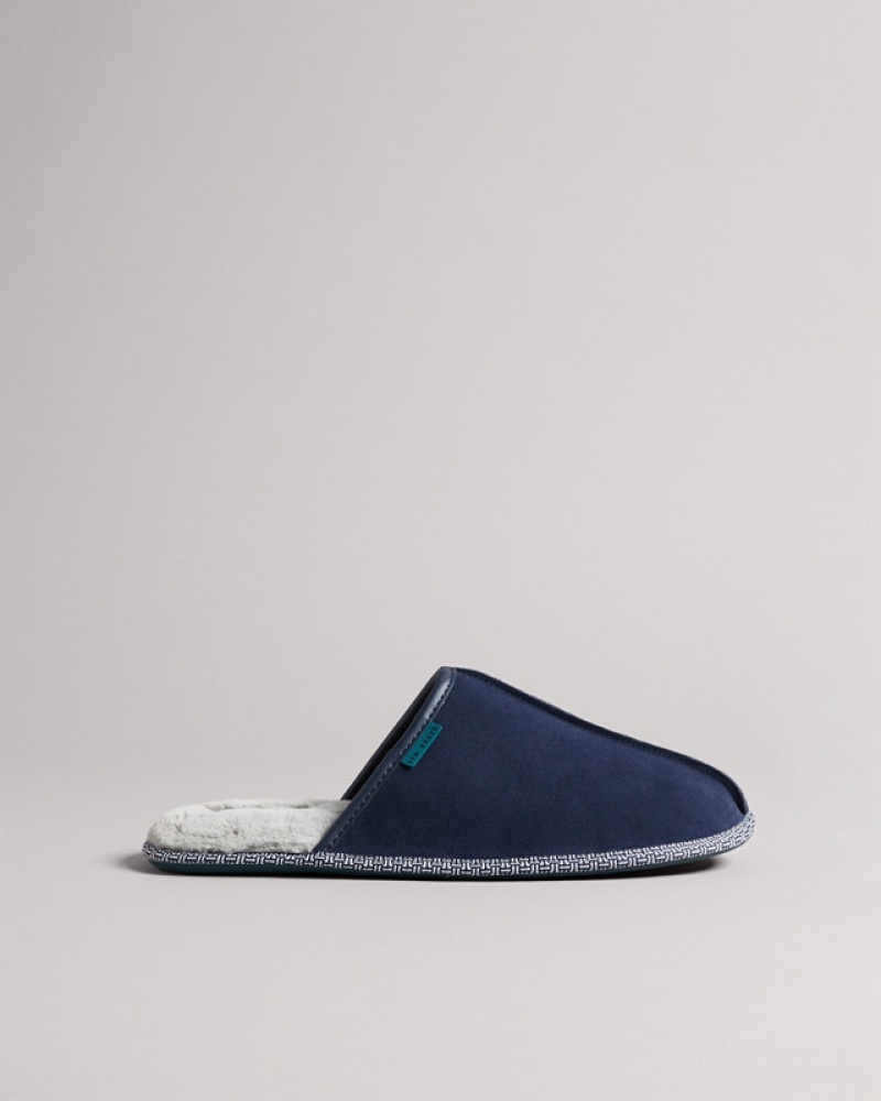 Ted Baker Peterr Suede Mule Men\'s Slides Blue | 348765-RZV