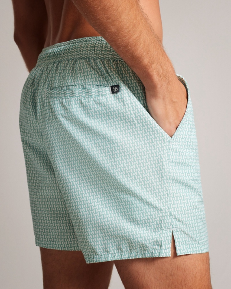 Ted Baker Popov Geometric Men's Shorts Green | 108629-ZGU