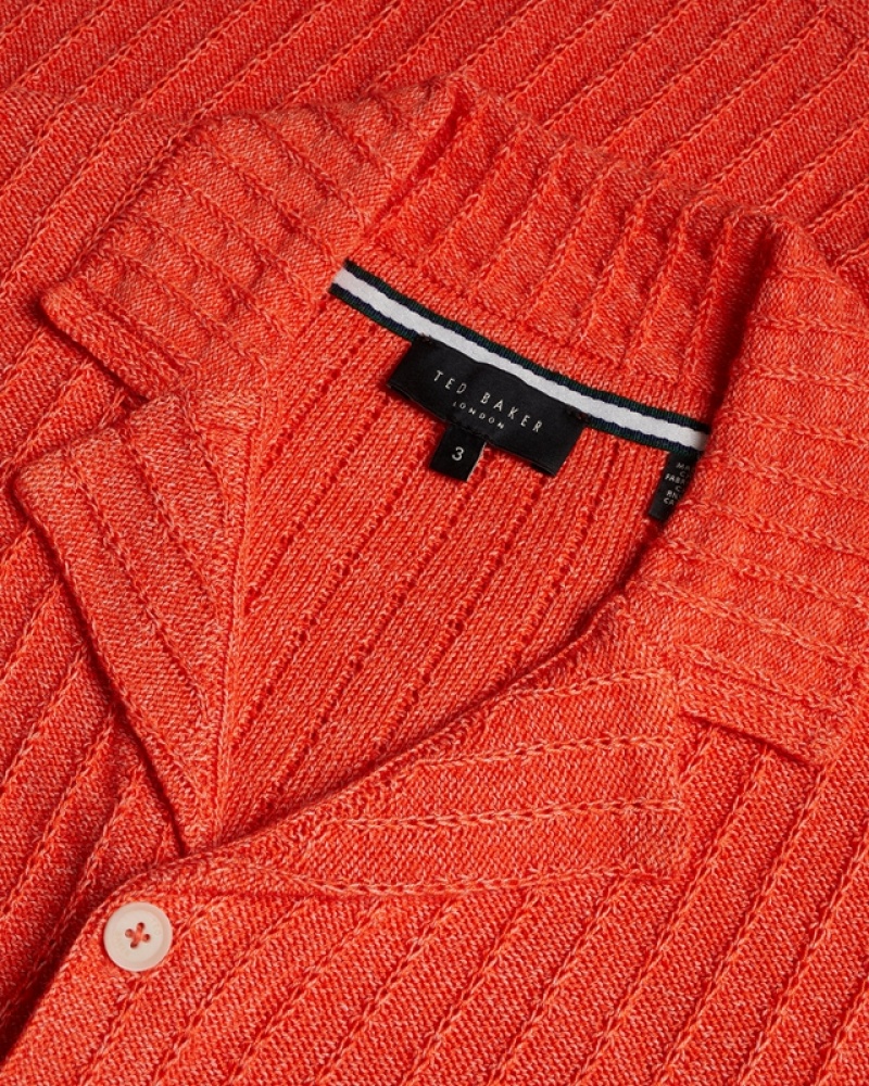 Ted Baker Proof SS Relaxed Fit Knitted Men's Shirts Orange | 723680-VKL