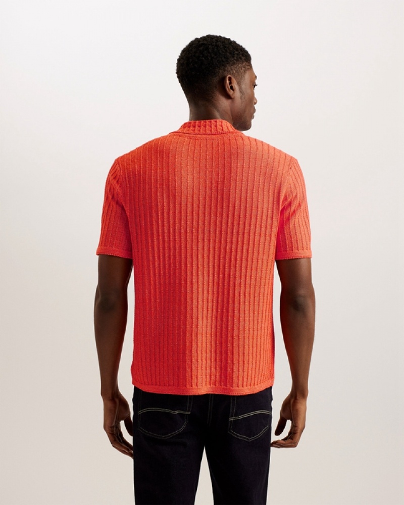 Ted Baker Proof SS Relaxed Fit Knitted Men's Shirts Orange | 723680-VKL