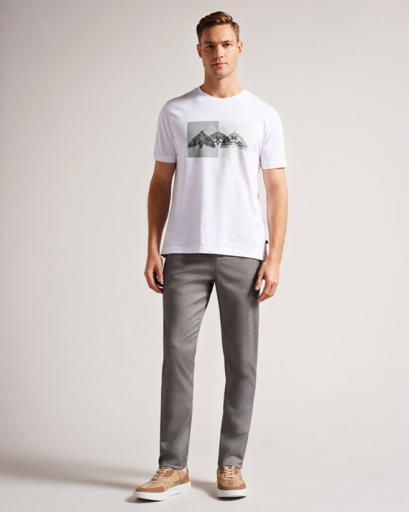 Ted Baker Rewild SS Regular Printed Men's T Shirts White | 728516-BXG