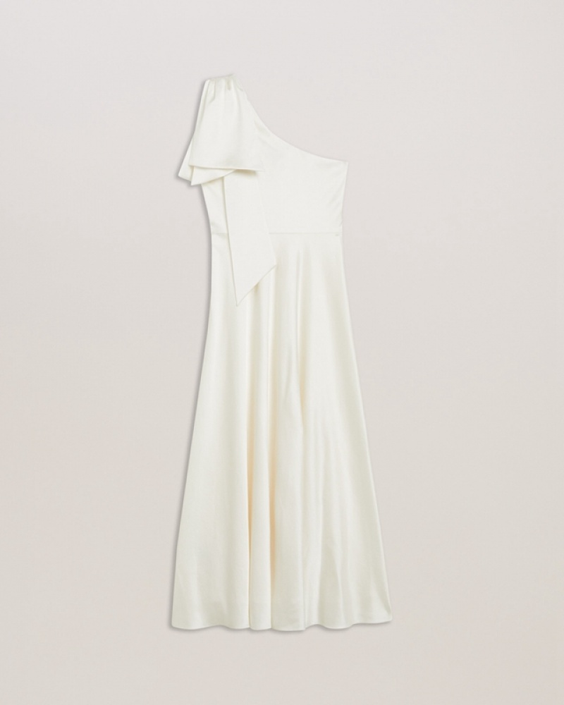 Ted Baker Rikuto Draped One Shoulder Midi Women's Dress White | 065394-QVI