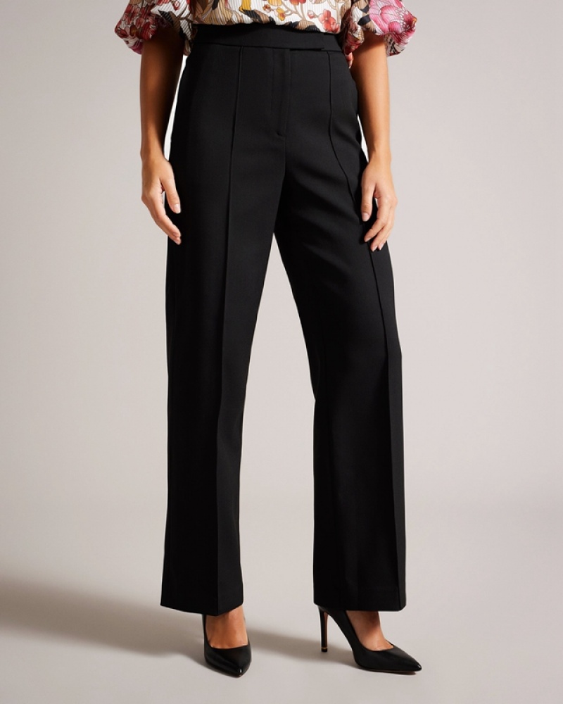 Ted Baker Riyann Wide Leg Flat Front Women's Pants Black | 578260-XGO