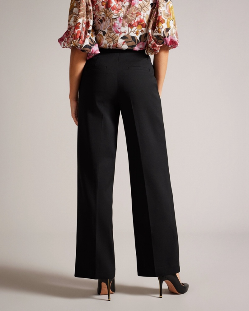 Ted Baker Riyann Wide Leg Flat Front Women's Pants Black | 578260-XGO