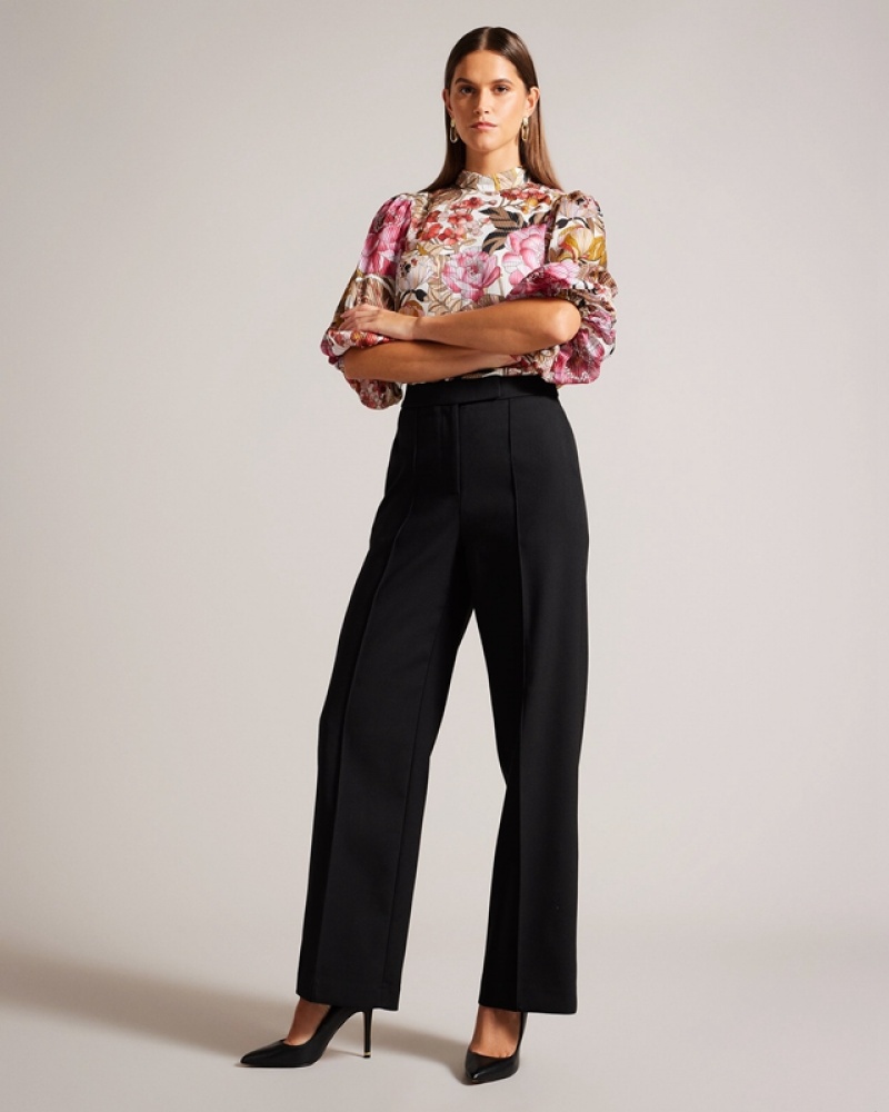 Ted Baker Riyann Wide Leg Flat Front Women\'s Pants Black | 578260-XGO