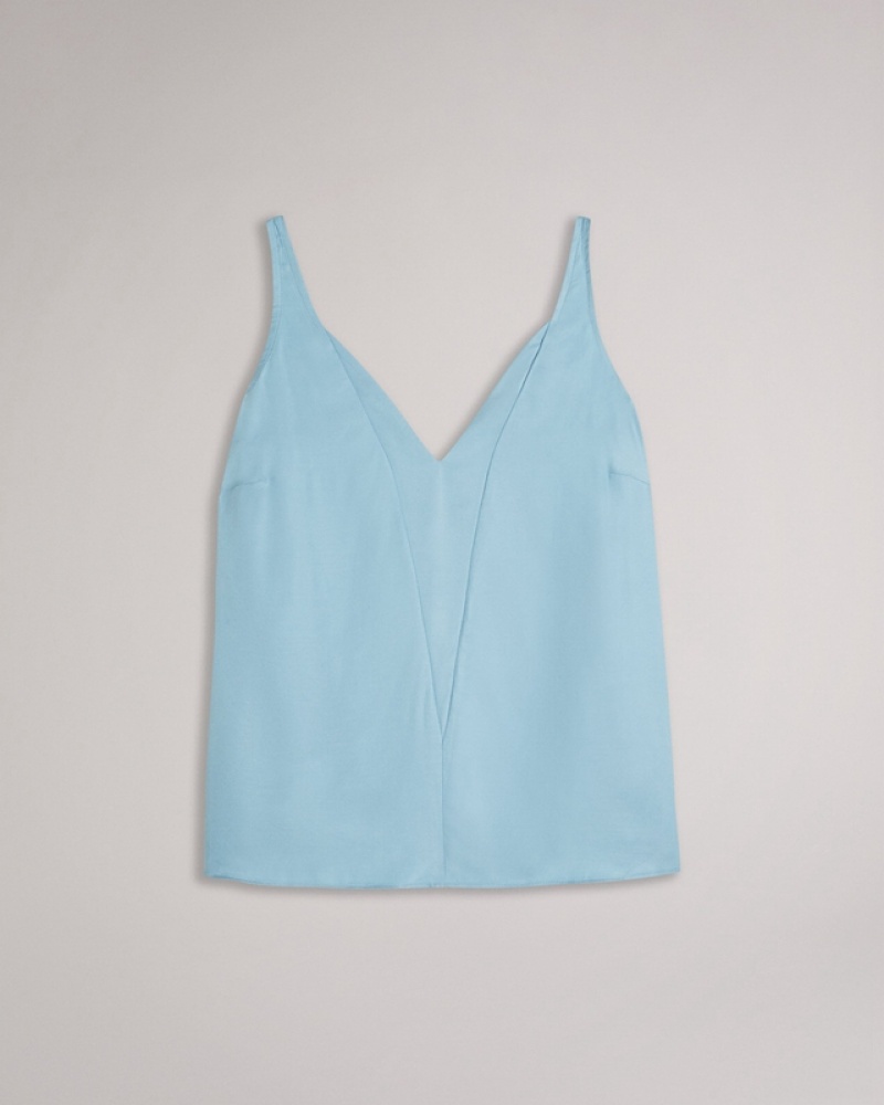 Ted Baker Rubiez Double Layer Effect Cami Women's Tops Blue / Blue | 290847-ZFG