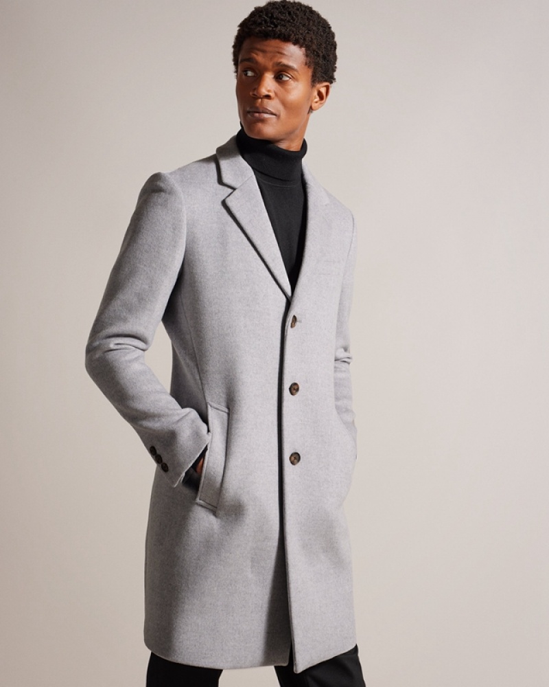 Ted Baker Rueby Wool Blend City Men\'s Coats Grey | 351097-HBX