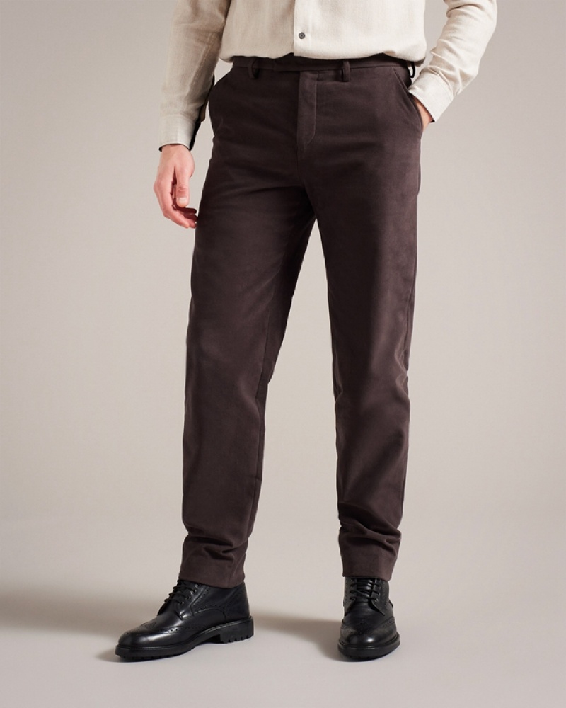 Ted Baker Rufust Halden Tapered Moleskin Men's Pants Brown | 176504-NZO