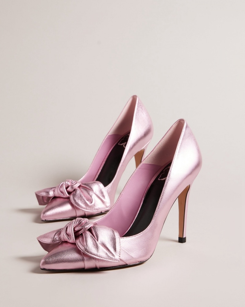 Ted Baker Ryal 100mm Metallic Bow Women's Heels Pink | 764035-VHM