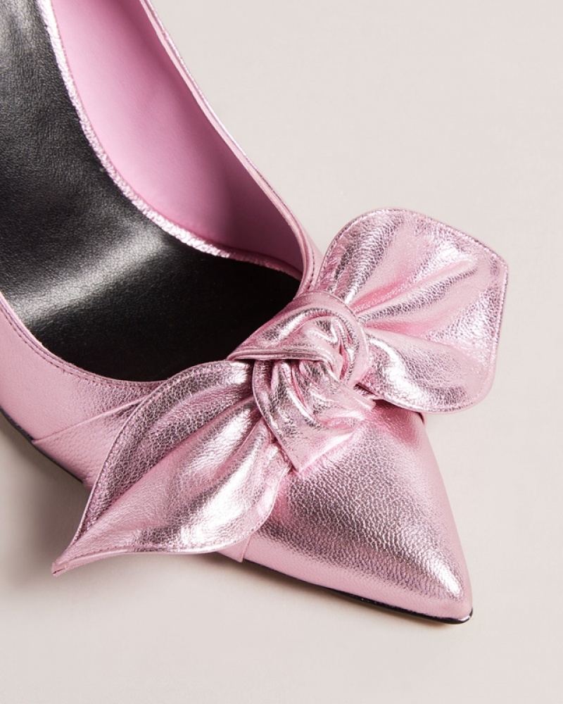 Ted Baker Ryal 100mm Metallic Bow Women's Heels Pink | 764035-VHM