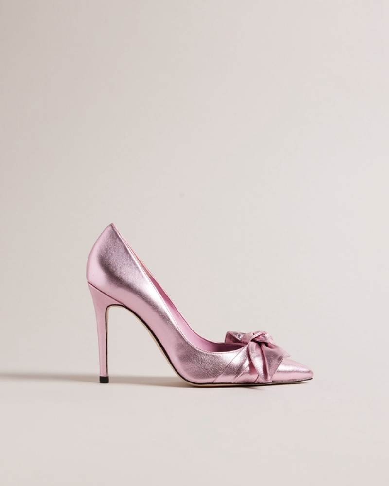 Ted Baker Ryal 100mm Metallic Bow Women\'s Heels Pink | 764035-VHM