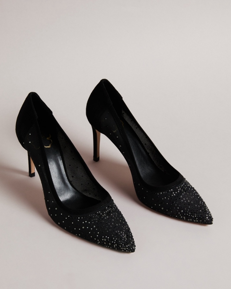 Ted Baker Ryalay 105mm Diamante Women's Heels Black | 864352-HVG