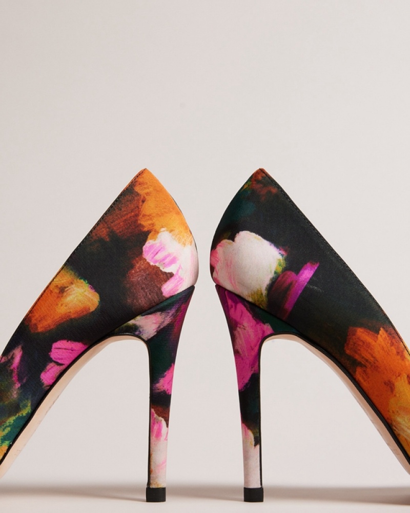 Ted Baker Ryoh Art Print 100mm Bow Women's Heels Black | 903481-RTE