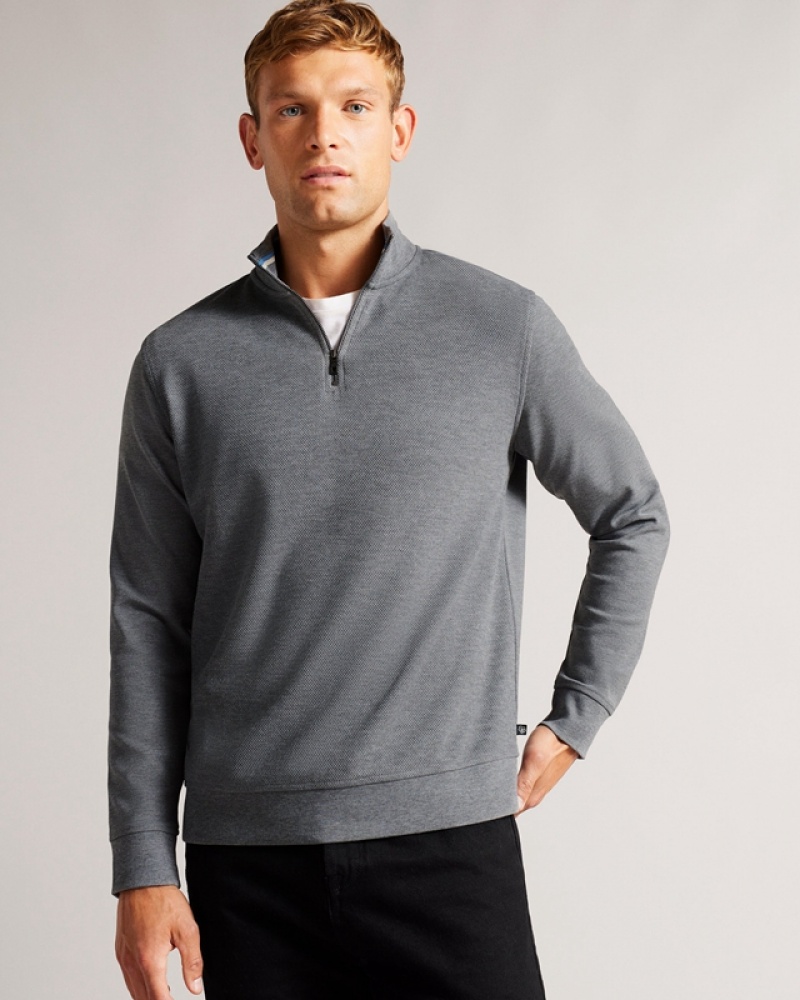 Ted Baker Sanot LS Funnel Neck Layering Men\'s Sweaters Grey | 761280-XJC