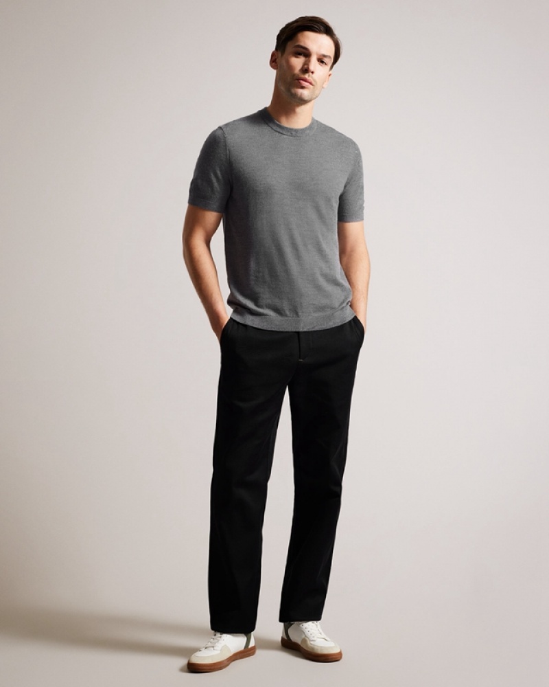 Ted Baker Senti SS Knitted Plain Men's T Shirts Navy | 589173-CWQ