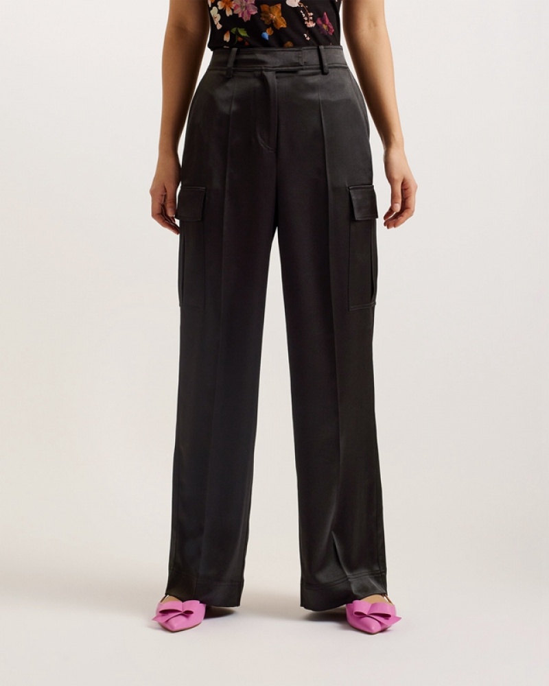 Ted Baker Simeta Wide Leg Cargo Women's Pants Black | 306497-ZMQ