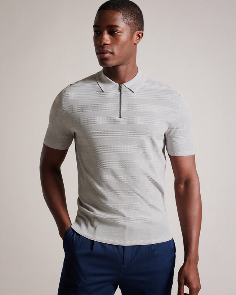 Ted Baker Stree SS Textured Men's Polo Shirt Grey | 576341-ZVR