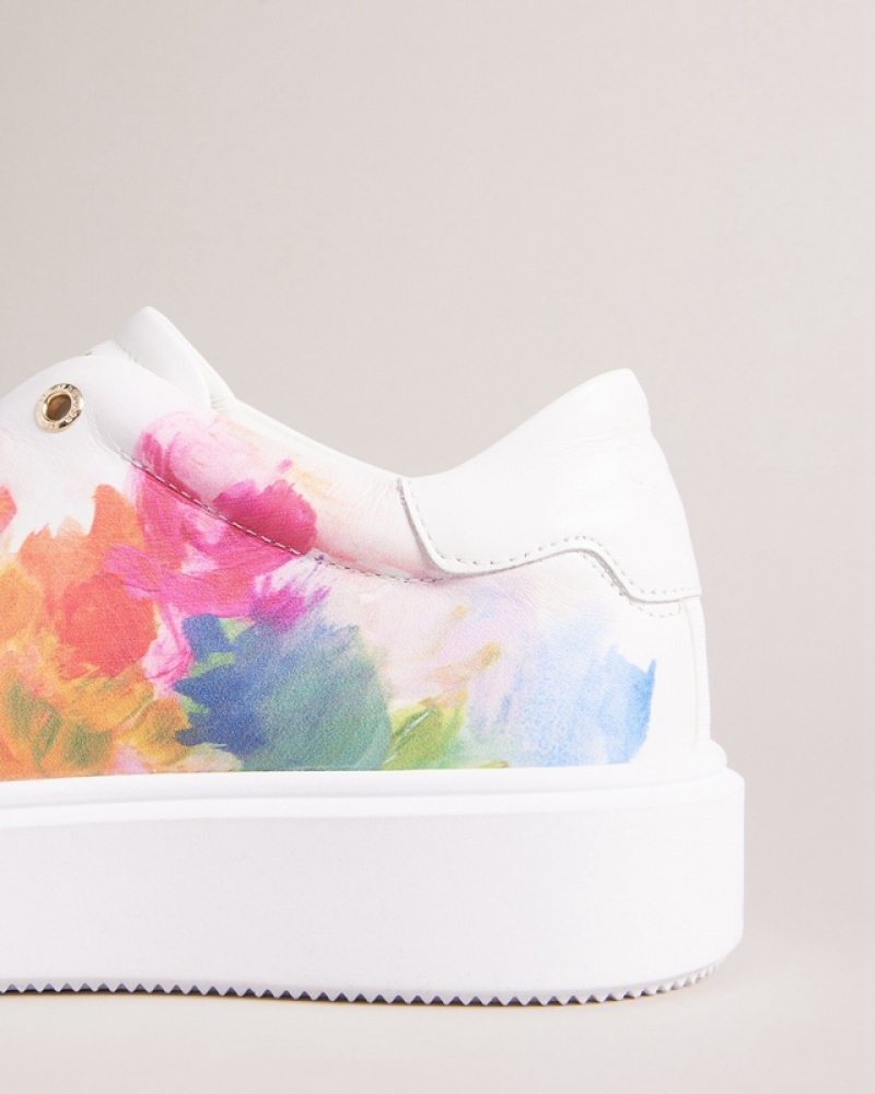 Ted Baker Tennia Art Print Platform Women's Sneakers White | 492735-MWZ