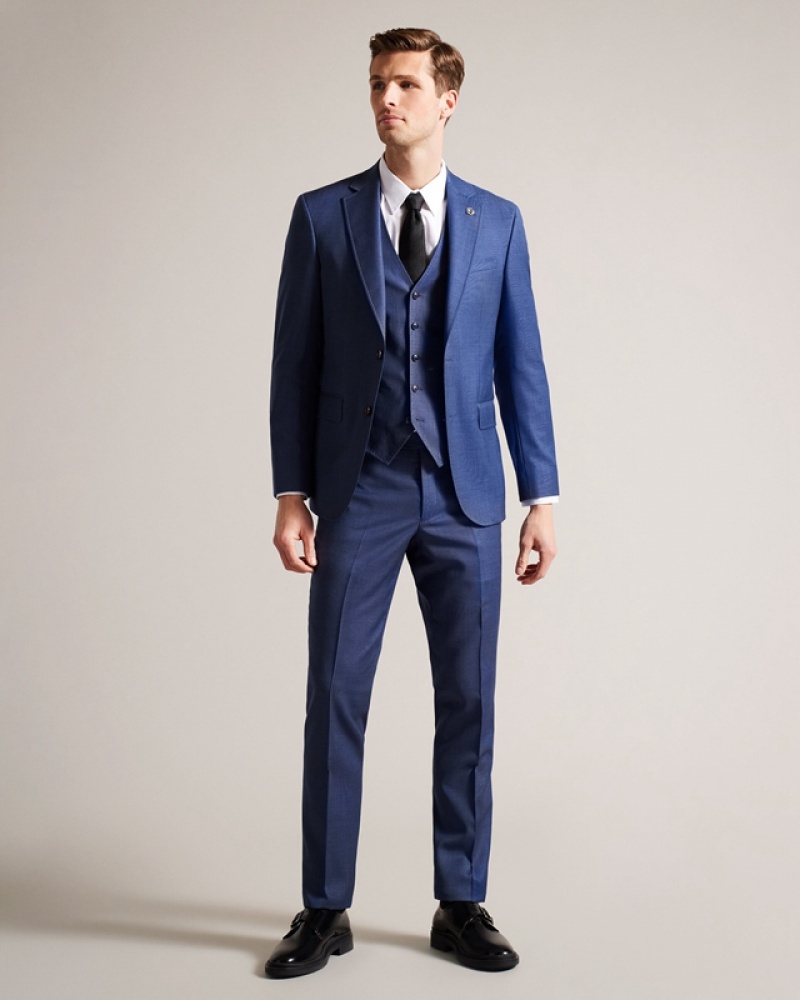 Ted Baker Upsalaw Mix Men's Suit Waistcoat Navy | 608317-HWI