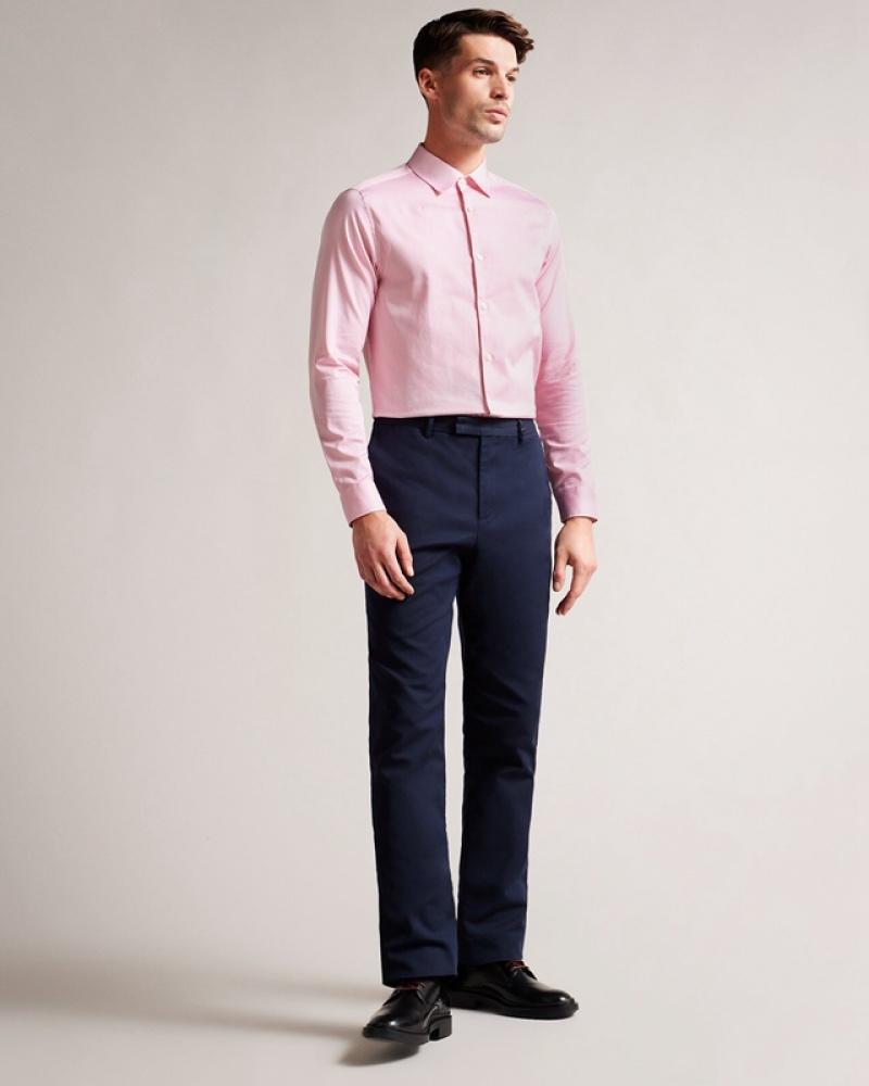 Ted Baker Willet Long Sleeve Mini Geo Men's Shirts Pink | 970263-IOF