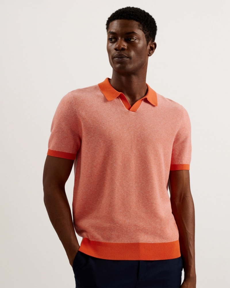 Ted Baker Wulder Regular SS Open Neck Men's Polo Shirt Orange | 025917-DAK