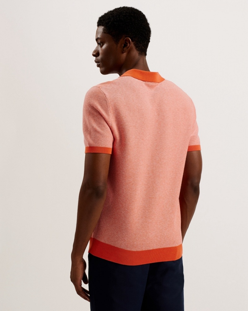 Ted Baker Wulder Regular SS Open Neck Men's Polo Shirt Orange | 025917-DAK