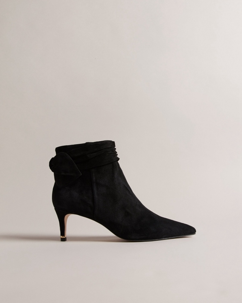 Ted Baker Yona Suede Bow Detail Women's Ankle Boots Black | 429850-NPO