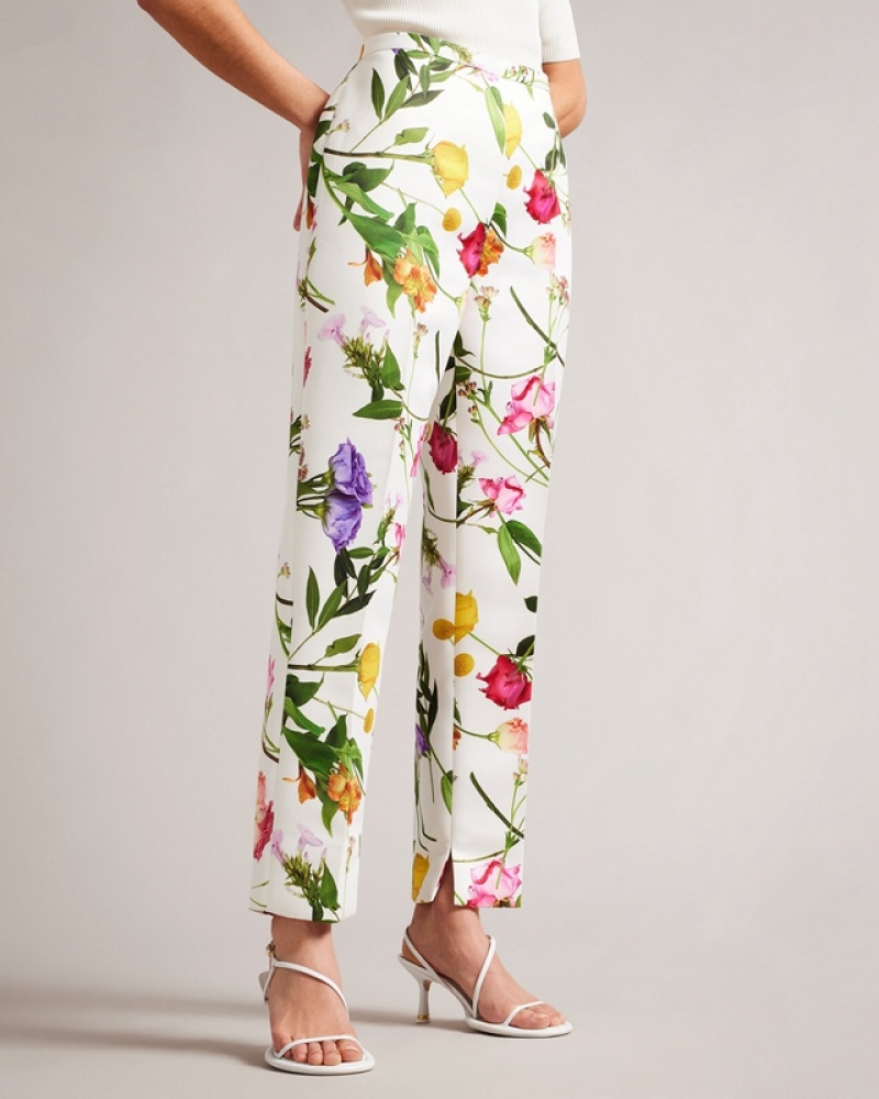 Ted Baker Ziaaht Printed Narrow Peg Women's Pants White | 815029-HOX