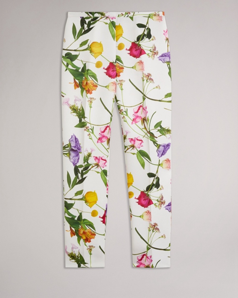 Ted Baker Ziaaht Printed Narrow Peg Women's Pants White | 815029-HOX