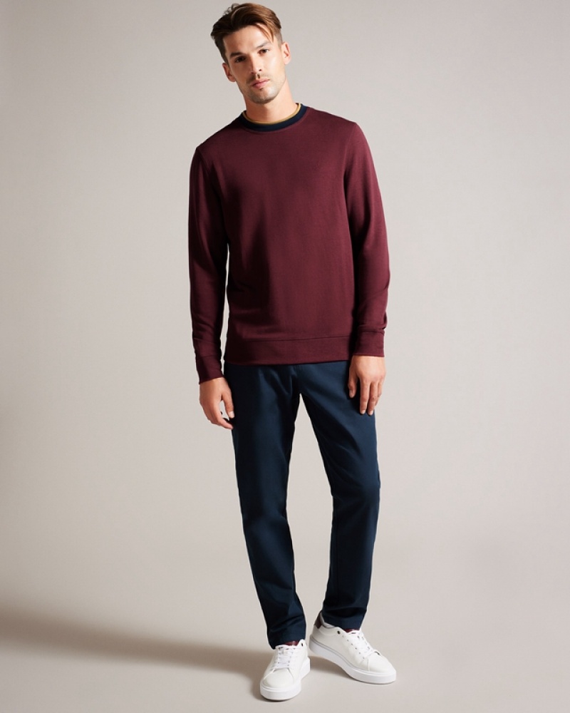 Ted Baker Zylem LS Regular Soft Touch Men's Sweatshirts Burgundy | 307648-YTF