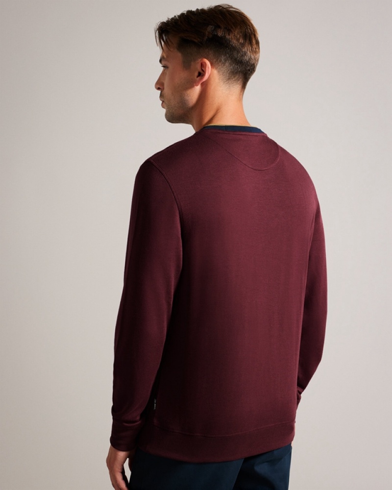 Ted Baker Zylem LS Regular Soft Touch Men's Sweatshirts Burgundy | 307648-YTF